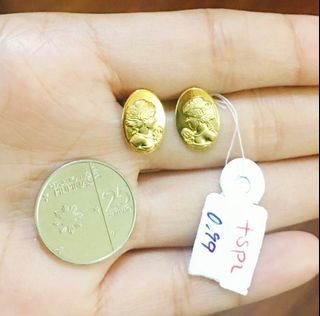 18k Saudi Gold Cameo Earrings