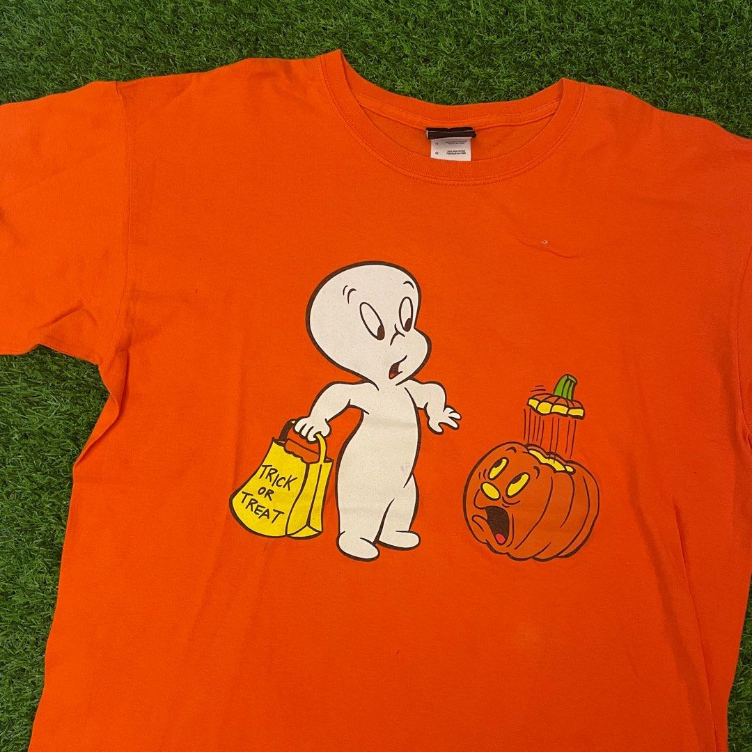 Orange Casper the Ghost 2008 Trick or Treat Cartoon Halloween T Shirt Youth  l