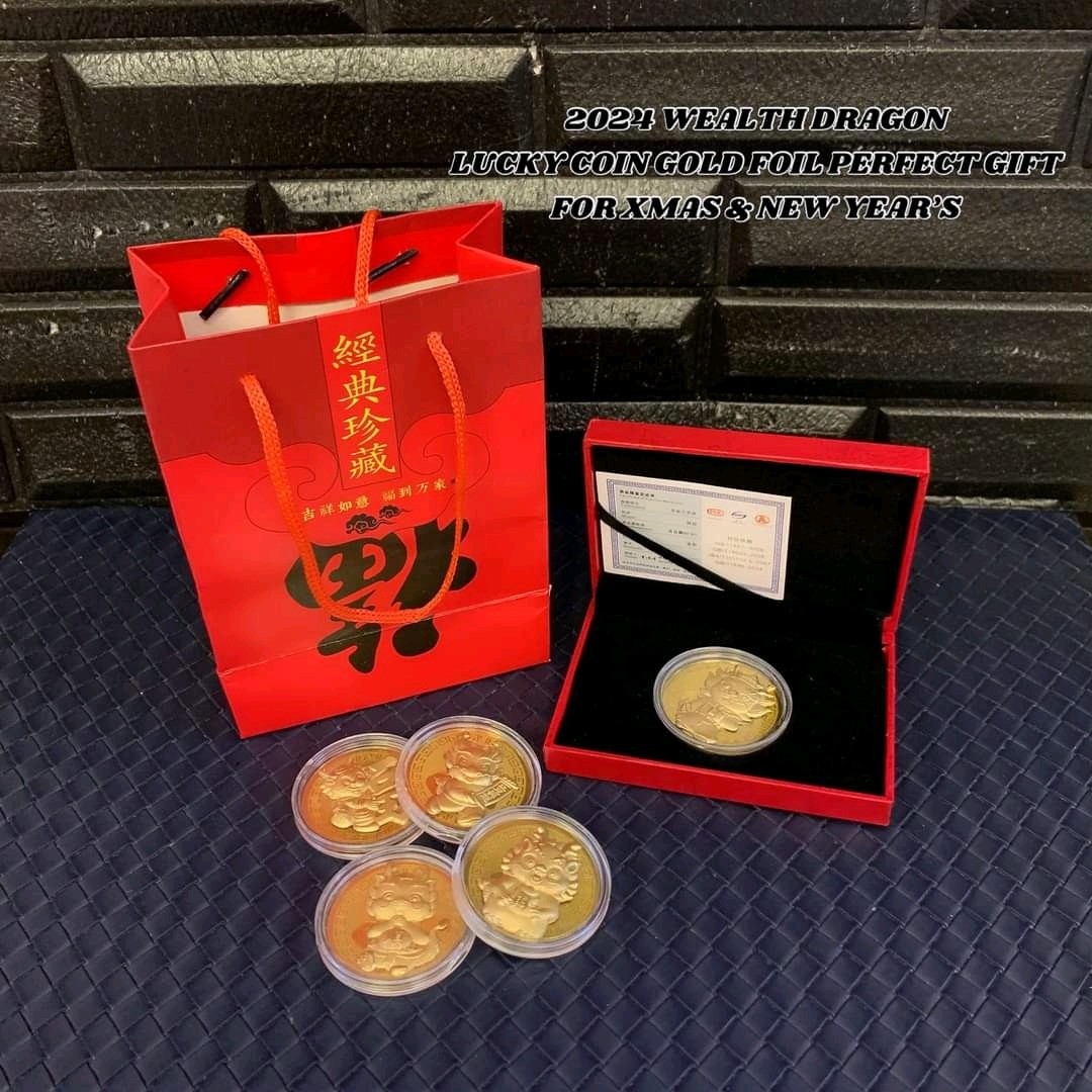 2024 wealth dragon money lucky coin foil gift set, Furniture & Home