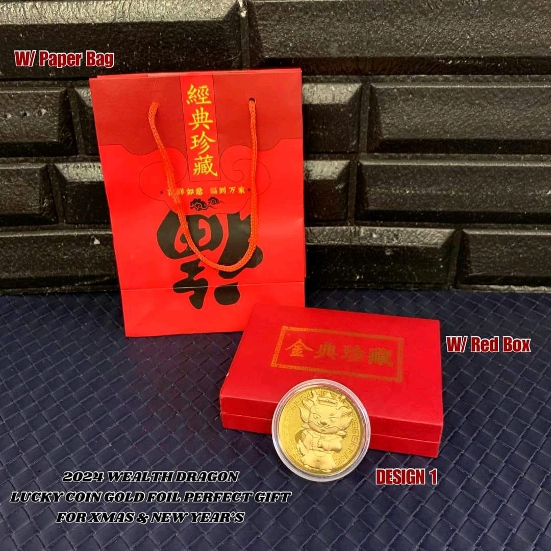 2024 wealth dragon money lucky coin foil gift set, Furniture & Home