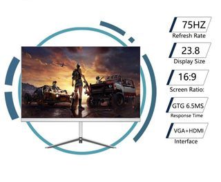 24" White Monitor 75Hz | 16:9 | 6.5 Ms | 1080p HDMI