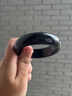 天然翡翠A貨寬版黑烏雞小輪胎手鐲