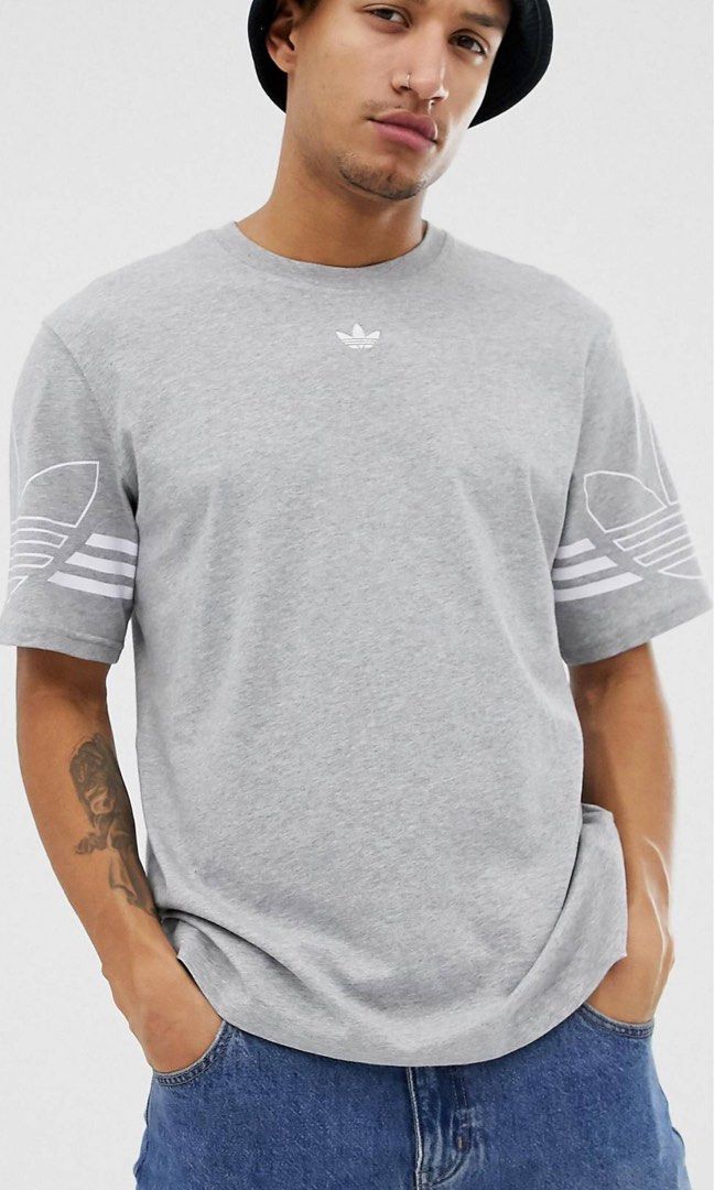 Adidas originals t-shirt hotsell outline trefoil logo