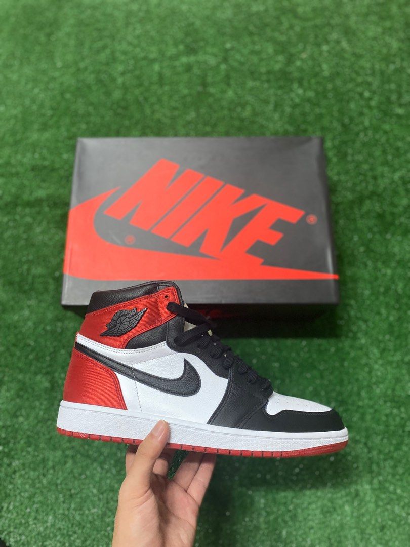 Air Jordan 1 High Satin BlackToe Men s Fashion Footwear Sneakers on Carousell