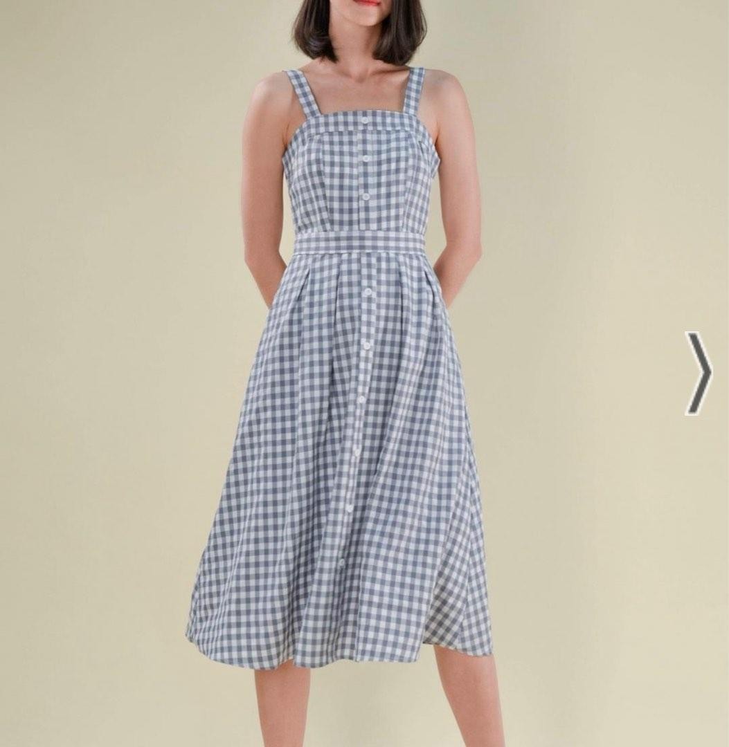 All Would Envy AINE GINGHAM PICNIC DRESS in grey, Women's Fashion ...