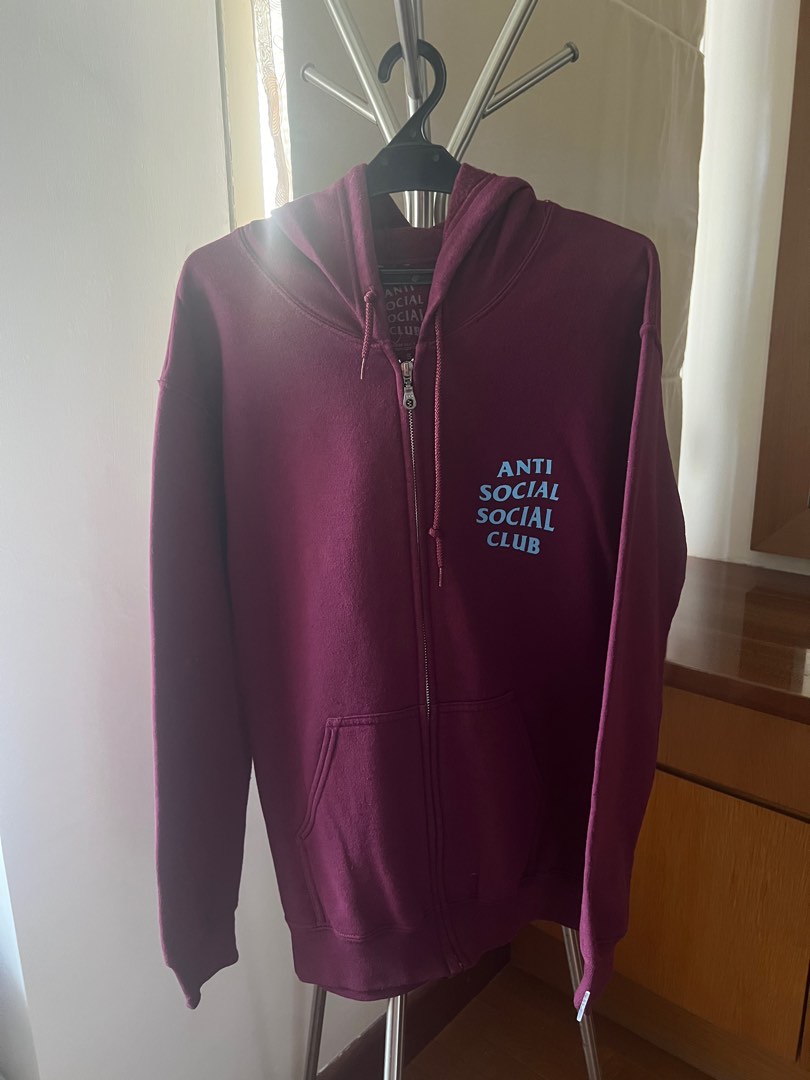 Authentic Anti Social Social Club ASSC Jacket Zipper Up Maroon , Fesyen ...
