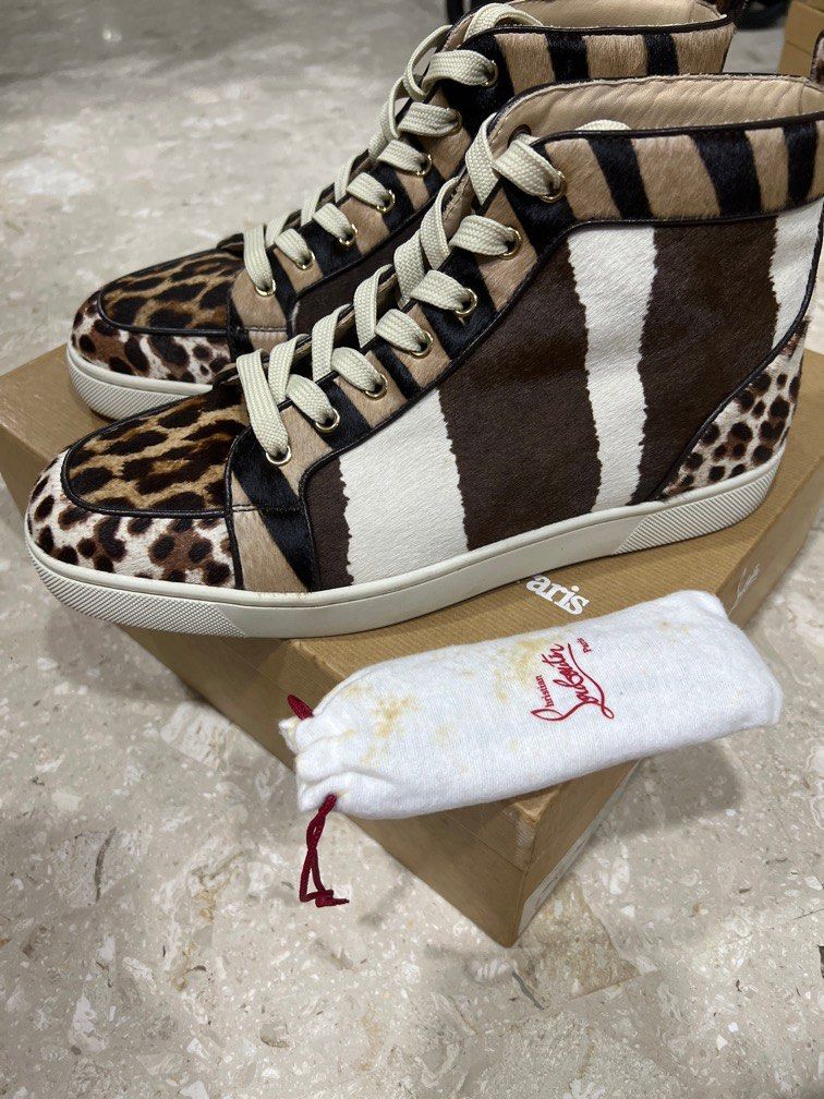 Christian Louboutin High Top Spikes Sneakers White Size 42 US 9 With Box  Mint.