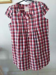 Black, Red and White Checkered Blouse