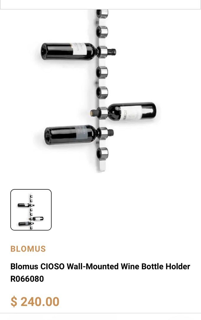 Blomus Germany stainless steel wall mounted wine storage racks Furniture Home Living Furniture Shelves Cabinets Racks on Carousell