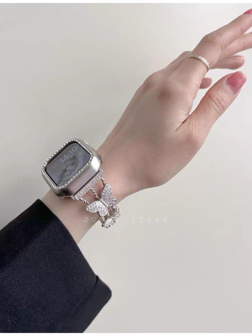 BN Apple watch strap dainty butterflies silver chain