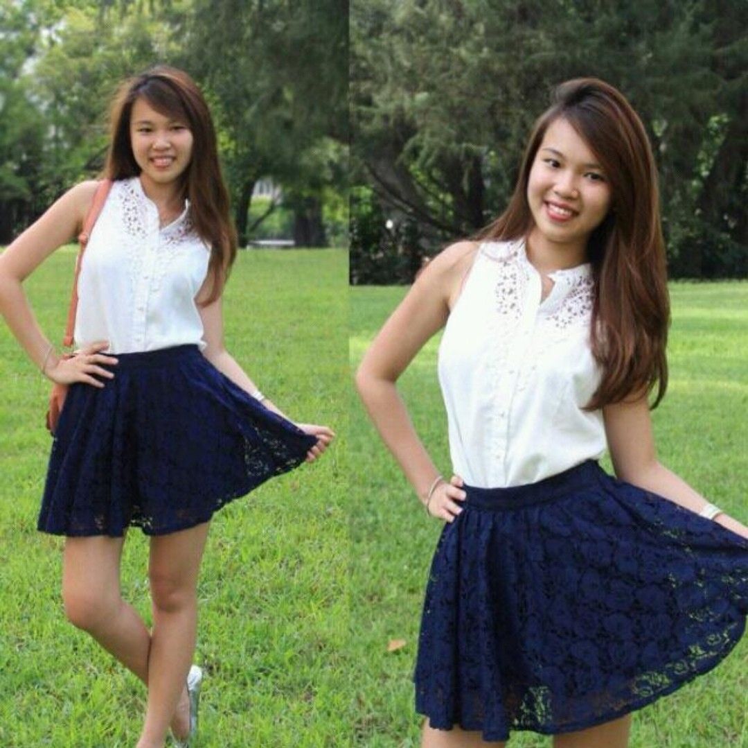 BN The Nine Dame Navy Blue Lace Skirt c w Sewn in Inner Black Shorts Fast Deal Free Mail Women s Fashion Bottoms Skirts on Carousell