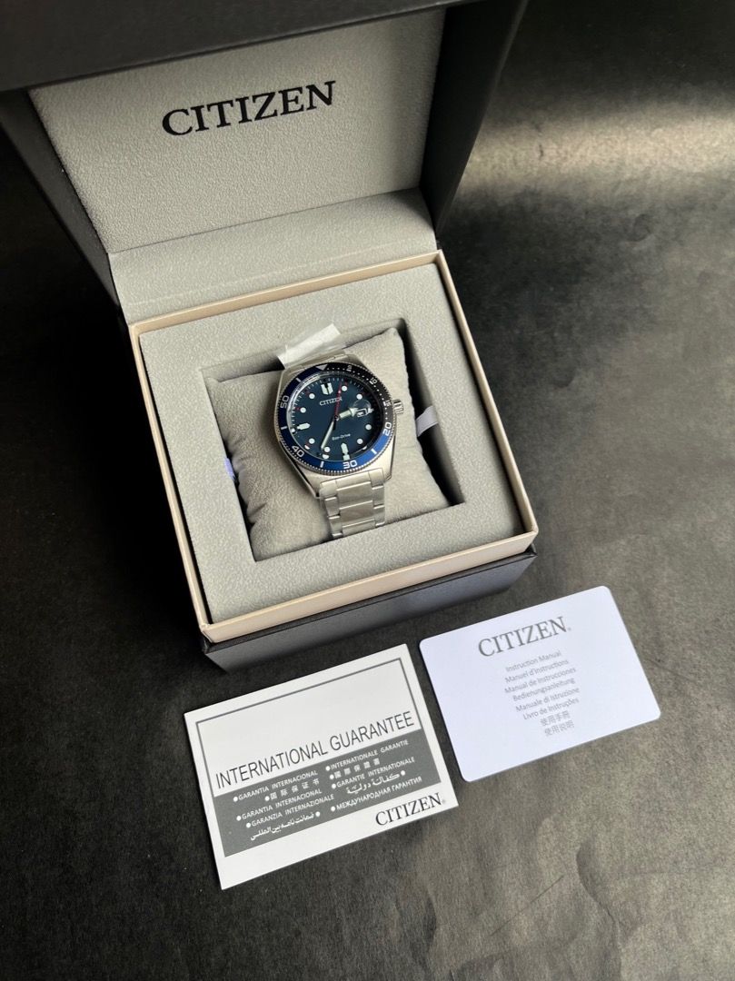 BNEW AUTHENTIC! Citizen Watch Eco-Drive AW1761-89L Blue Date Dial