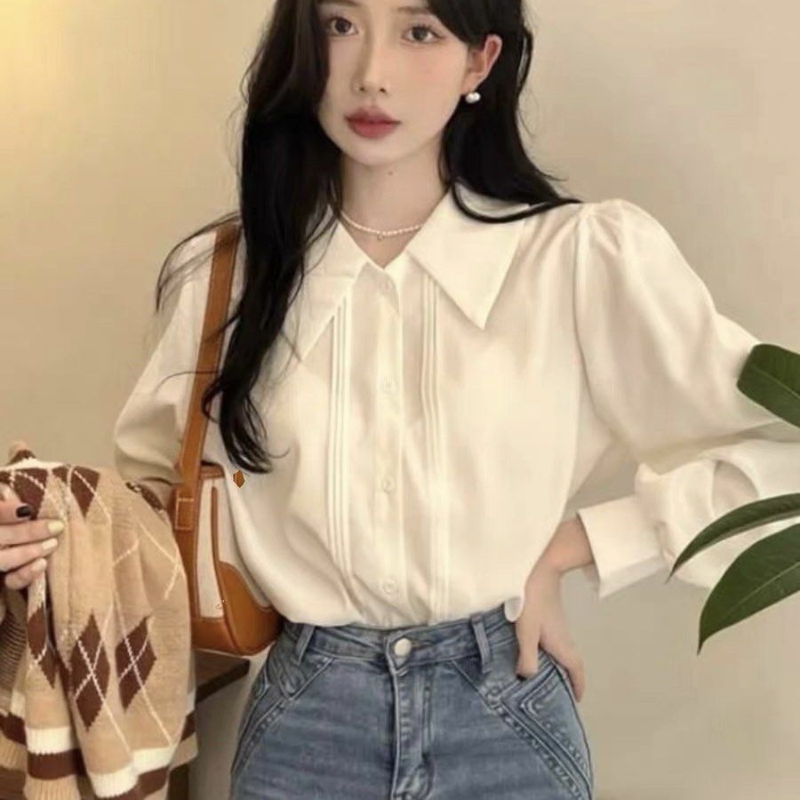 BNWT white collared long sleeve formal top Blouse Women s Fashion