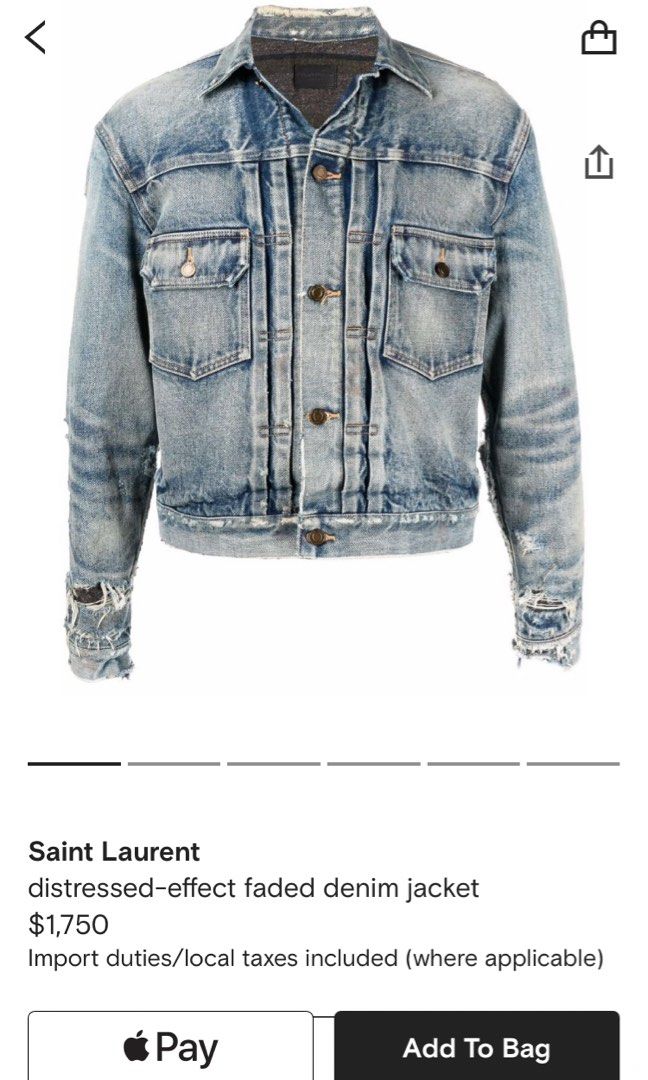 Saint laurent distressed denim jacket discount