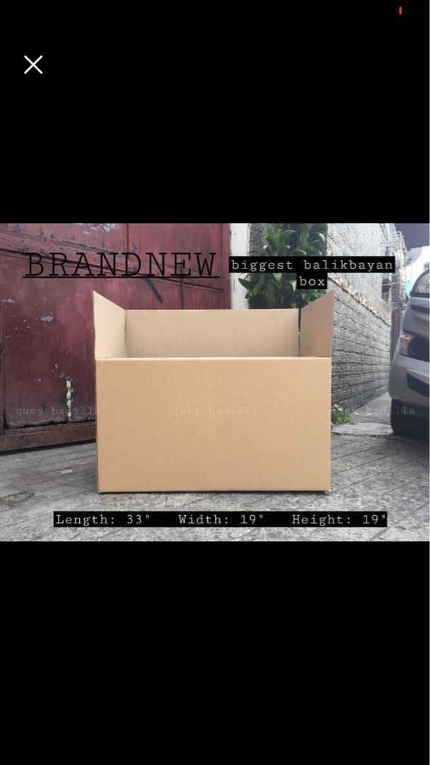 Brandnew Balikbayan&2ndhand Corrugated Boxes etc., (Category: Storage Boxes & Baskets) located in Quezon City. Submitted by gq.packagingsupplies.ph (Listing ID 1260110403, Image 1). Description: DM FOR INQUIRIES.
