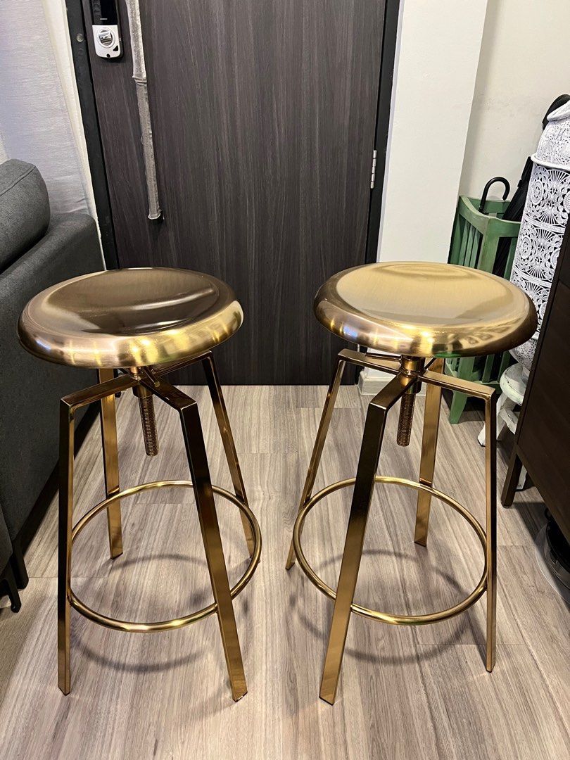 Brass finished Bar Stools, Furniture & Home Living, Furniture, Chairs