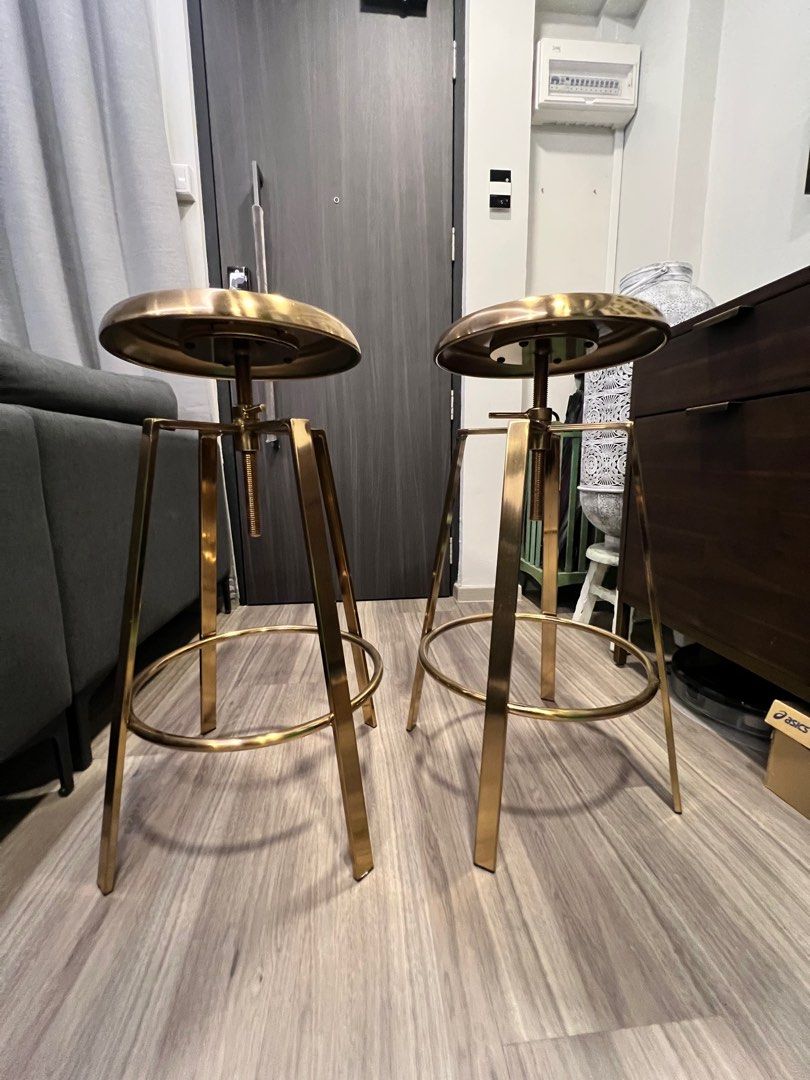 Brass finished Bar Stools, Furniture & Home Living, Furniture, Chairs
