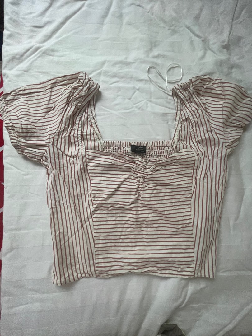 Brown Stripe Top, Women's Fashion, Tops, Blouses on Carousell
