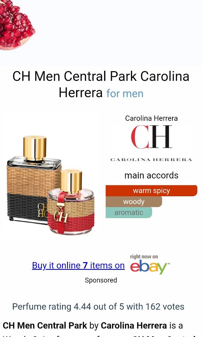CAROLINA HERRERA CH MEN CENTRAL PARK EDT FOR MEN 