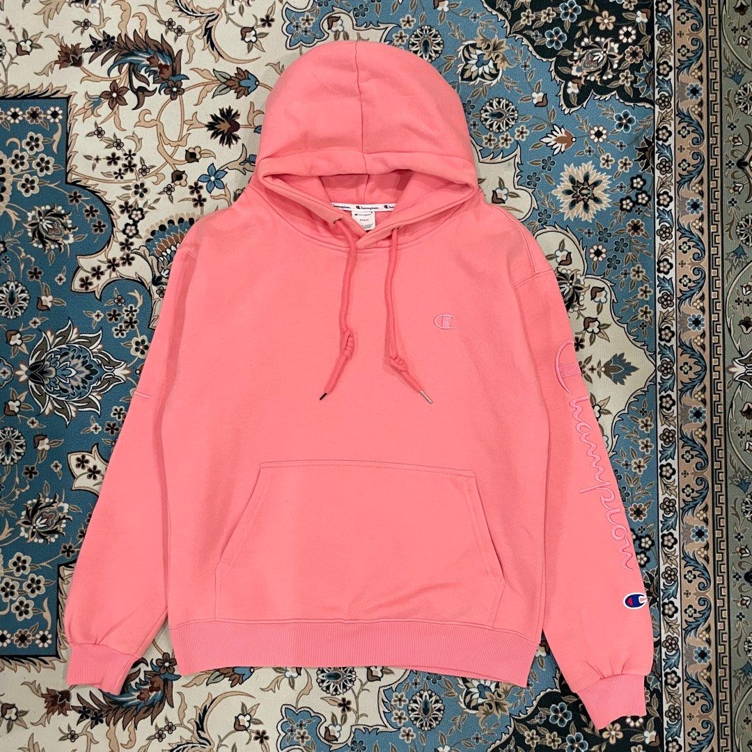 Neon pink champion hoodie discount
