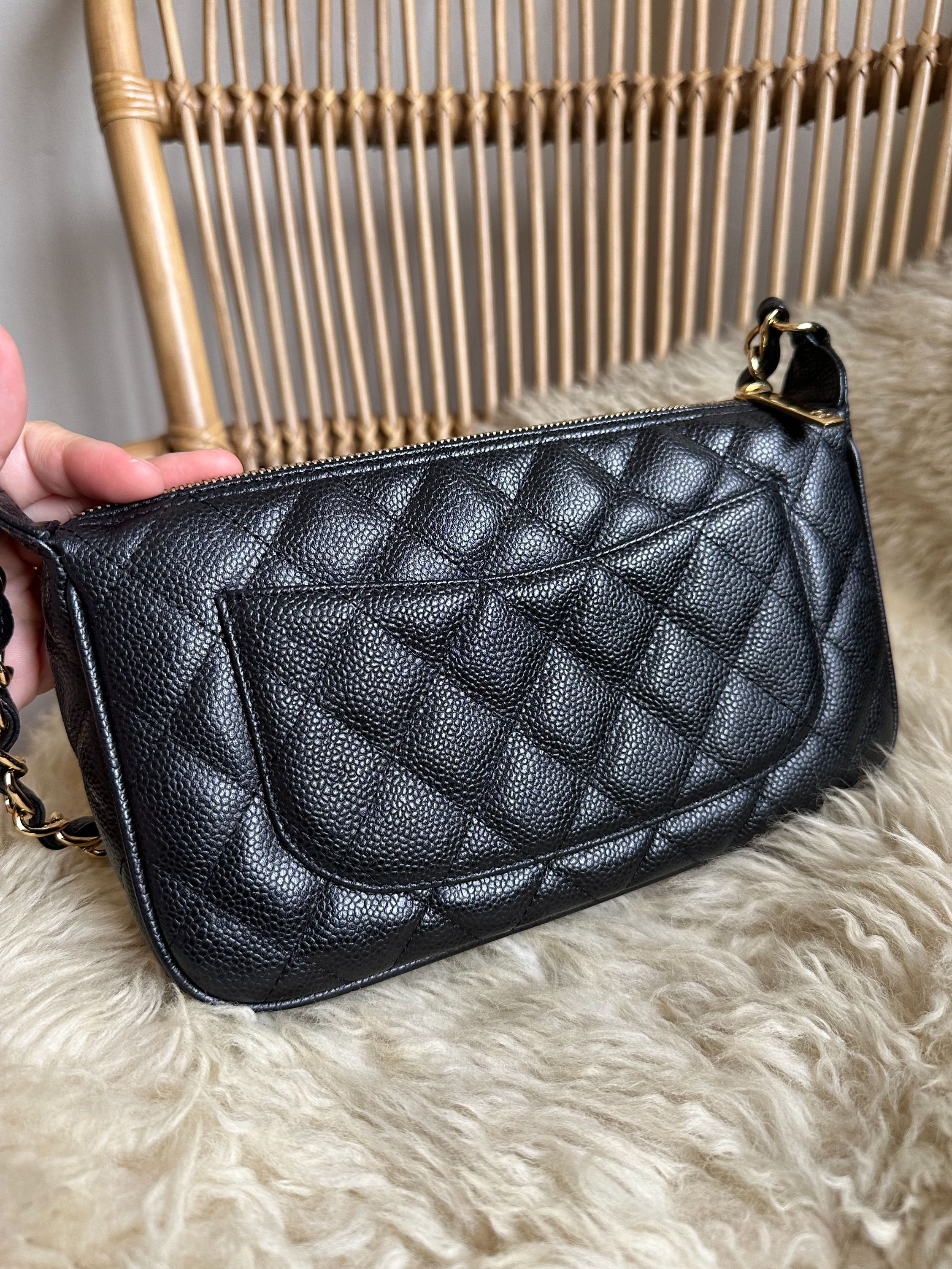 Chanel Black Caviar Quilted Pochette Shoulder Bag Luxury Bags