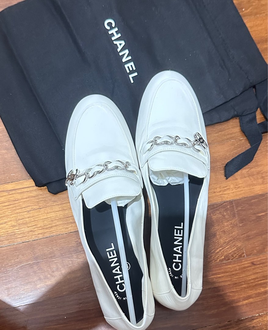 Chanel white loafer