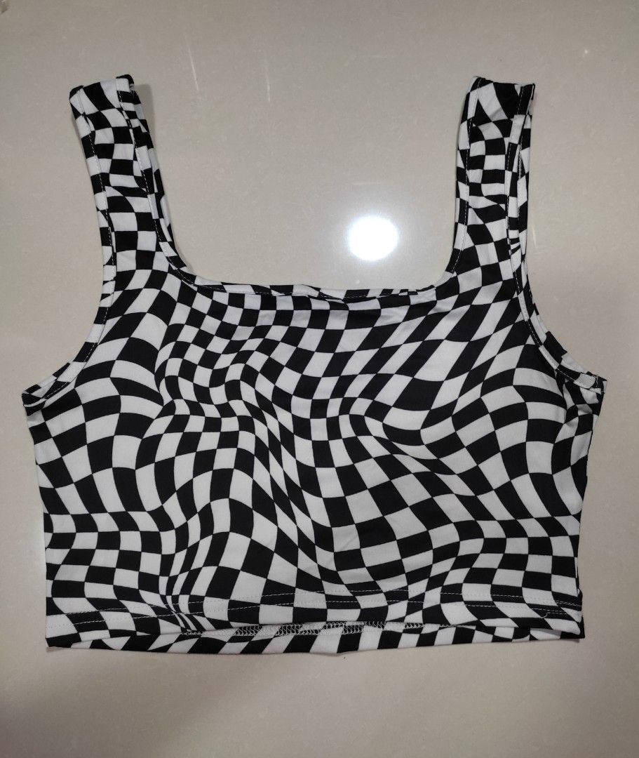 Checkerboard crop hoodie discount