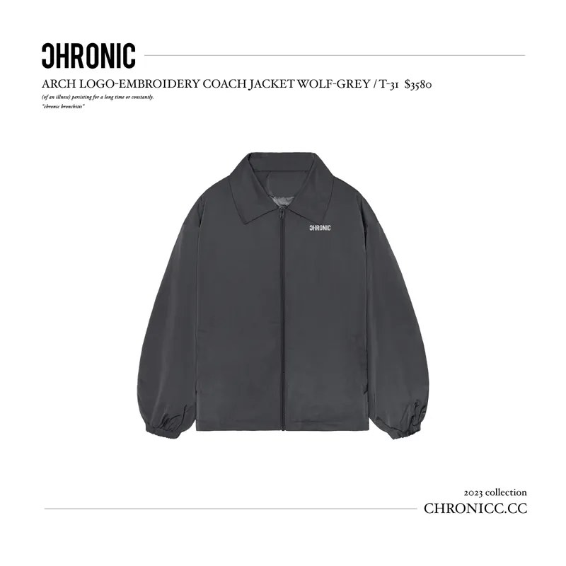 CHRONIC ARCH LOGO-EMBROIDERY COACH JACKET WOLF-GREY / T-31, 他的