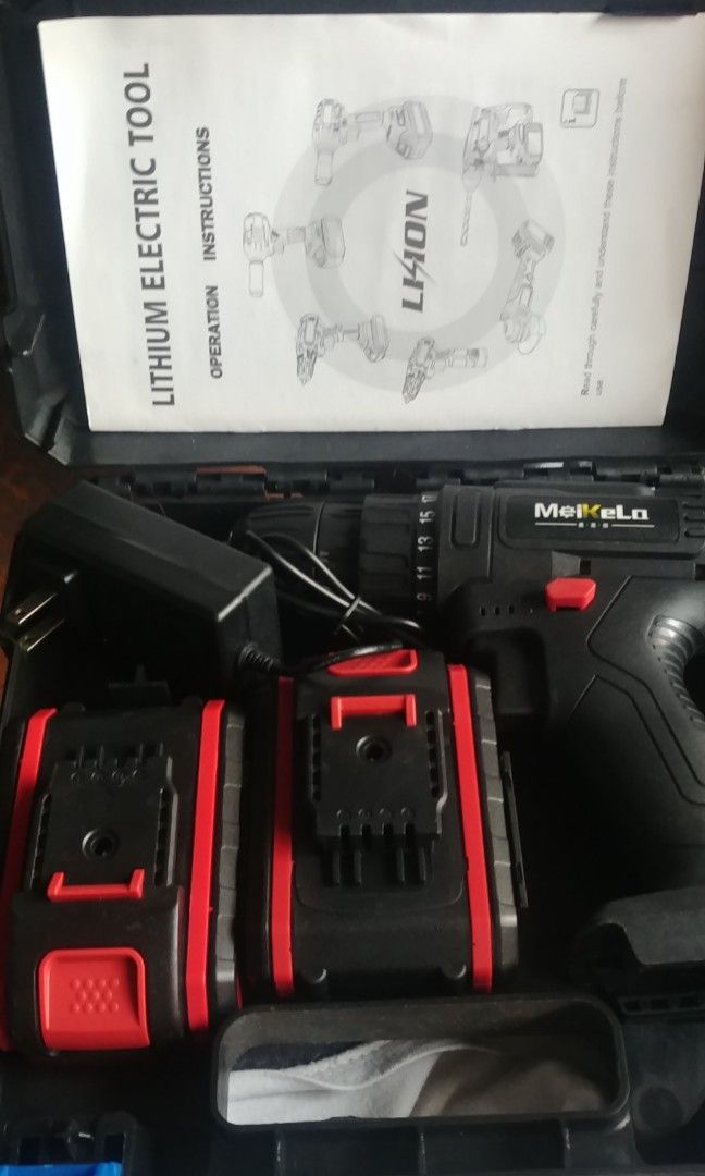 Cordless impact drill (Category: Construction Tools & Equipment) located in Quezon City. Submitted by fh7176 (Listing ID 1259981159, Image 2). Description: cordless impact drill. with 2 litium-ion batteries and charger. with case na rin. text 0917-321-6353.