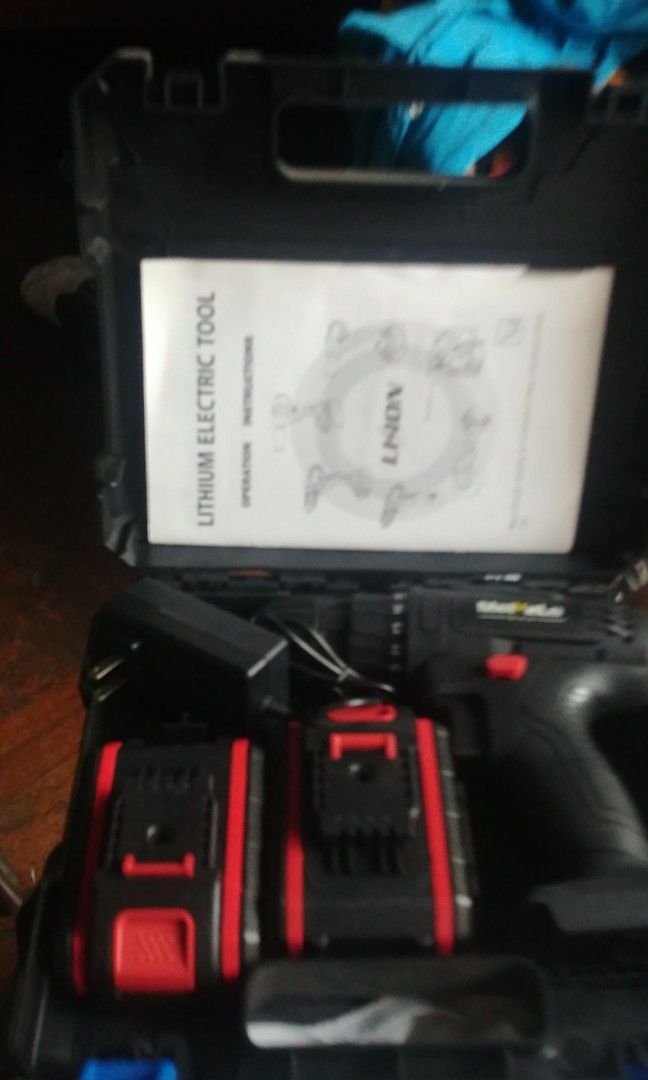 Cordless impact drill (Category: Construction Tools & Equipment) located in Quezon City. Submitted by fh7176 (Listing ID 1259981159, Image 3). Description: cordless impact drill. with 2 litium-ion batteries and charger. with case na rin. text 0917-321-6353.
