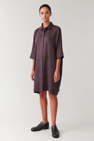 COS Burgundy Button down Shirt Dress w Pockets Women s Fashion