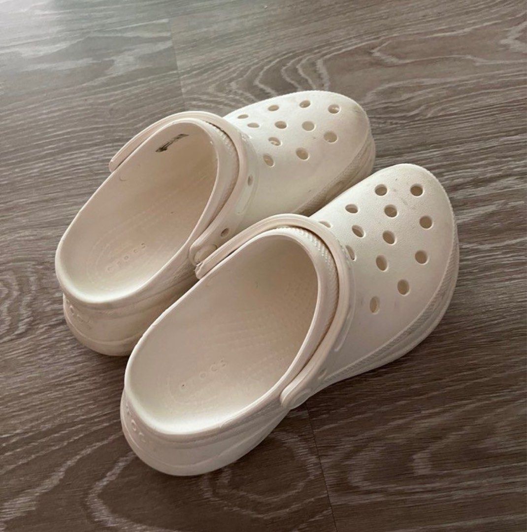 crocs white platform shoes Women s Fashion Footwear Flipflops