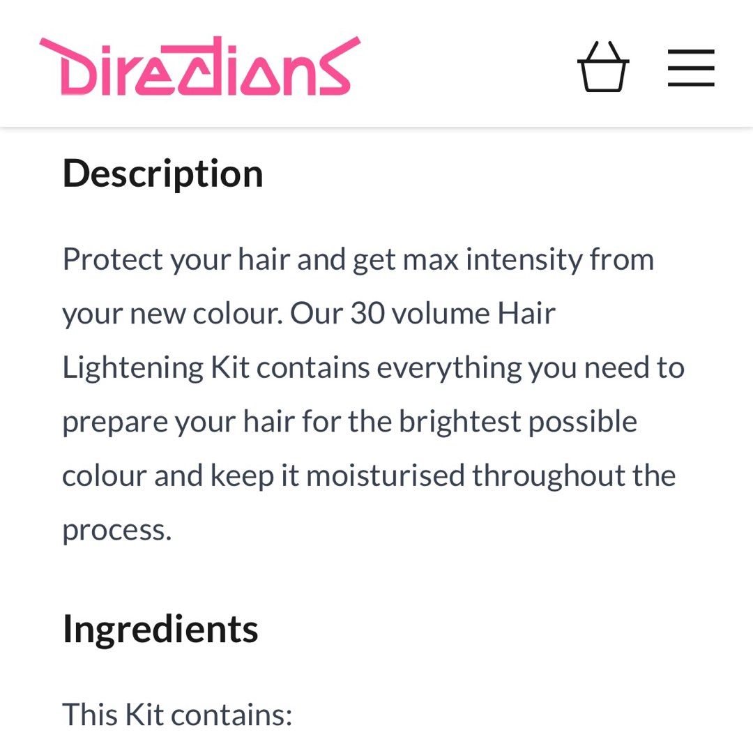 Directions Hair Lightening Kit 30 Volume, Beauty & Personal Care, Hair