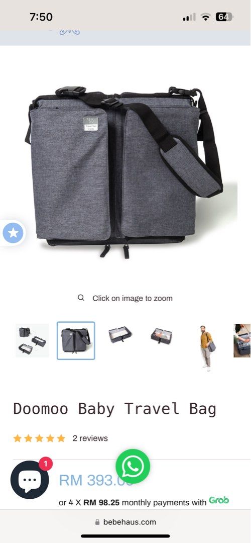 Doomoo Baby Travel 2in1 Nursery Bag & Carry cot, Babies & Kids, Baby