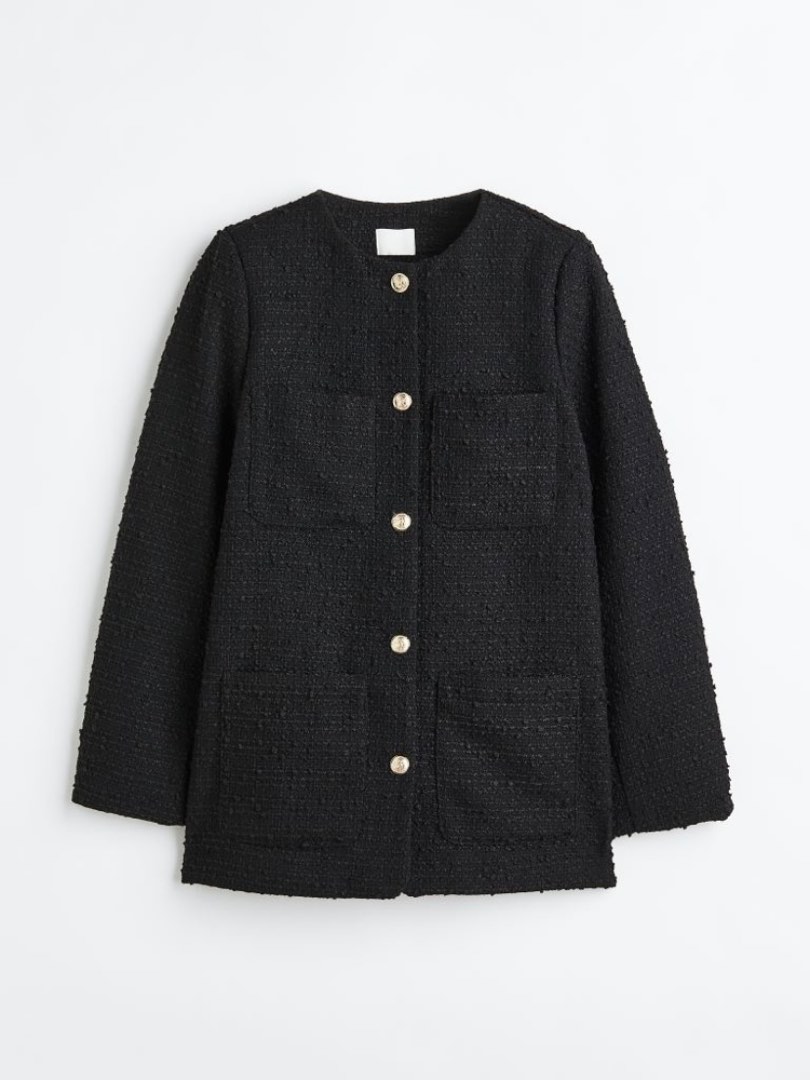 FREE SHIPPING H&M Boucle Tweed Blazer, Women's Fashion, Coats, Jackets
