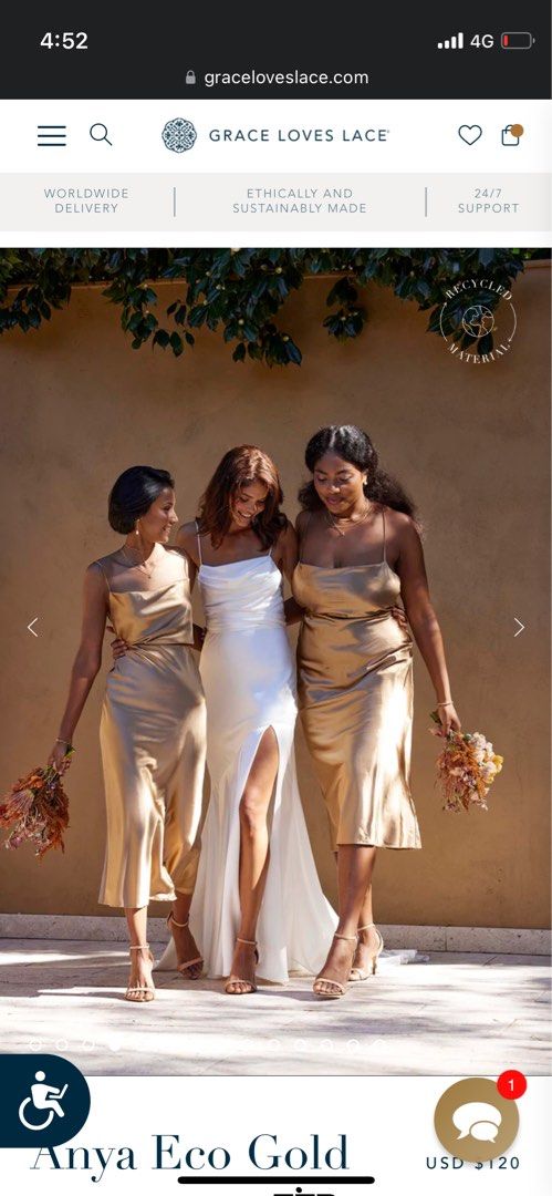 Grace Loves Lace gold satin midi dress Women s Fashion Dresses