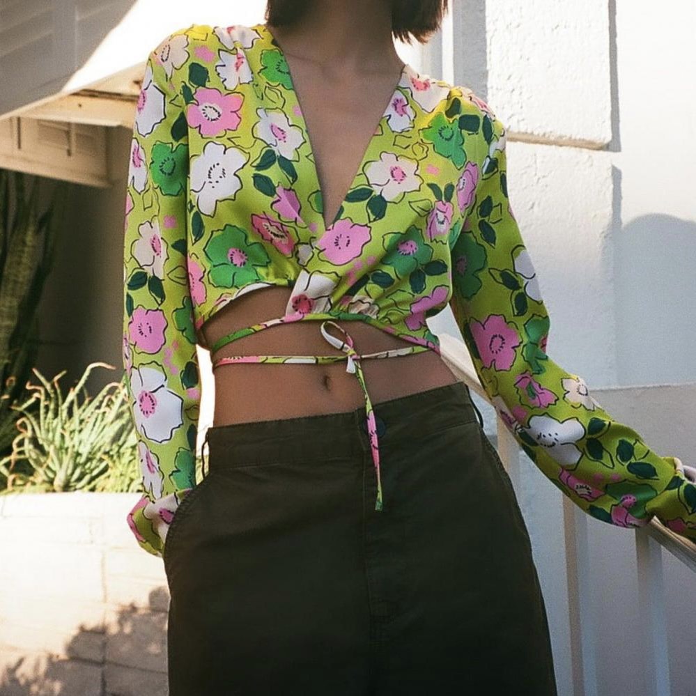 Green/Pink Floral Blouse main image 0