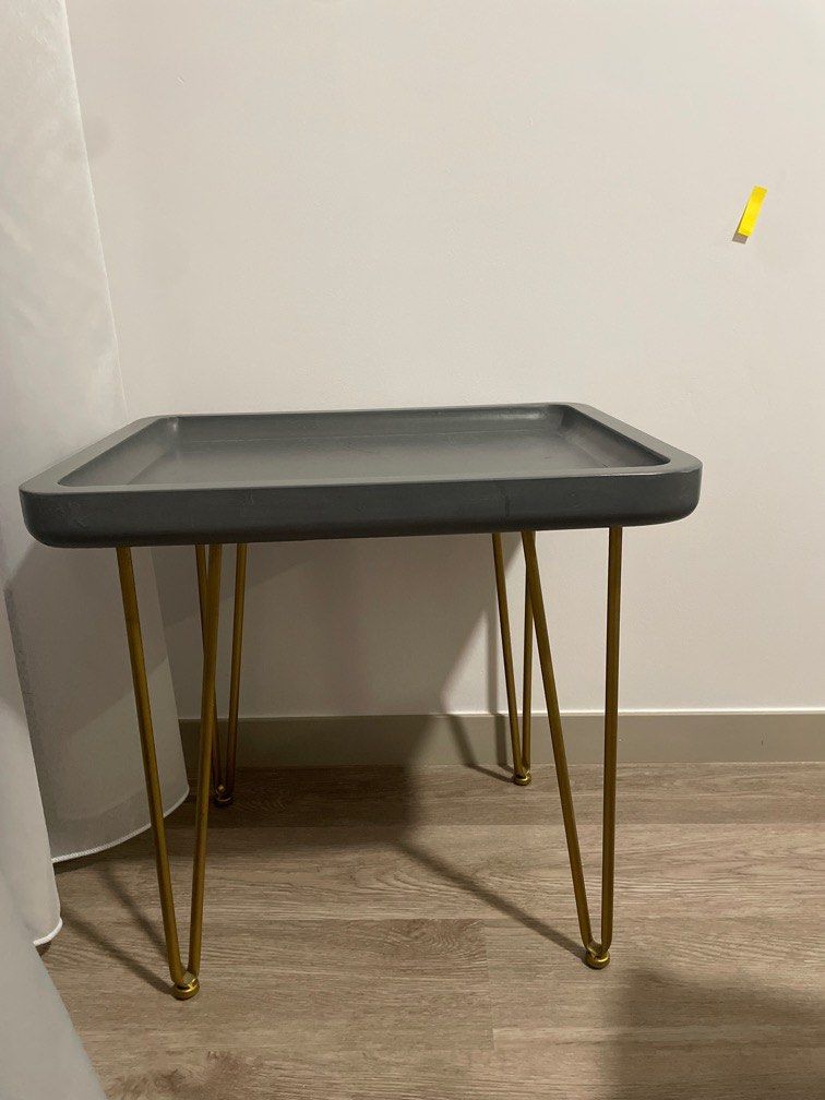 Grey Coffee Table with Metal Legs, Furniture & Home Living, Furniture