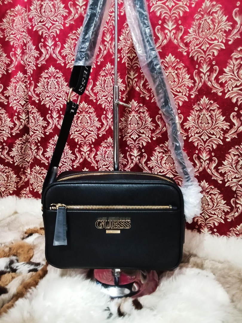 Guess Bea Double Zip Crossbody Bag Black