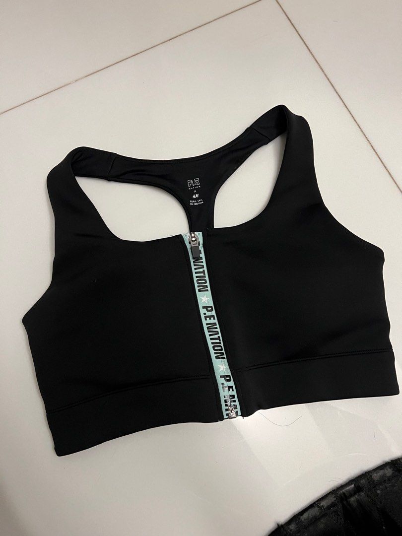 H and M sports bra high support bra with zip, Women's Fashion, Activewear  on Carousell