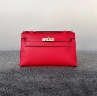 Pre-owned Hermes Constance Compact Wallet Rouge de Coeur Epsom Rose Sakura  Enamel and Palladium Hardware