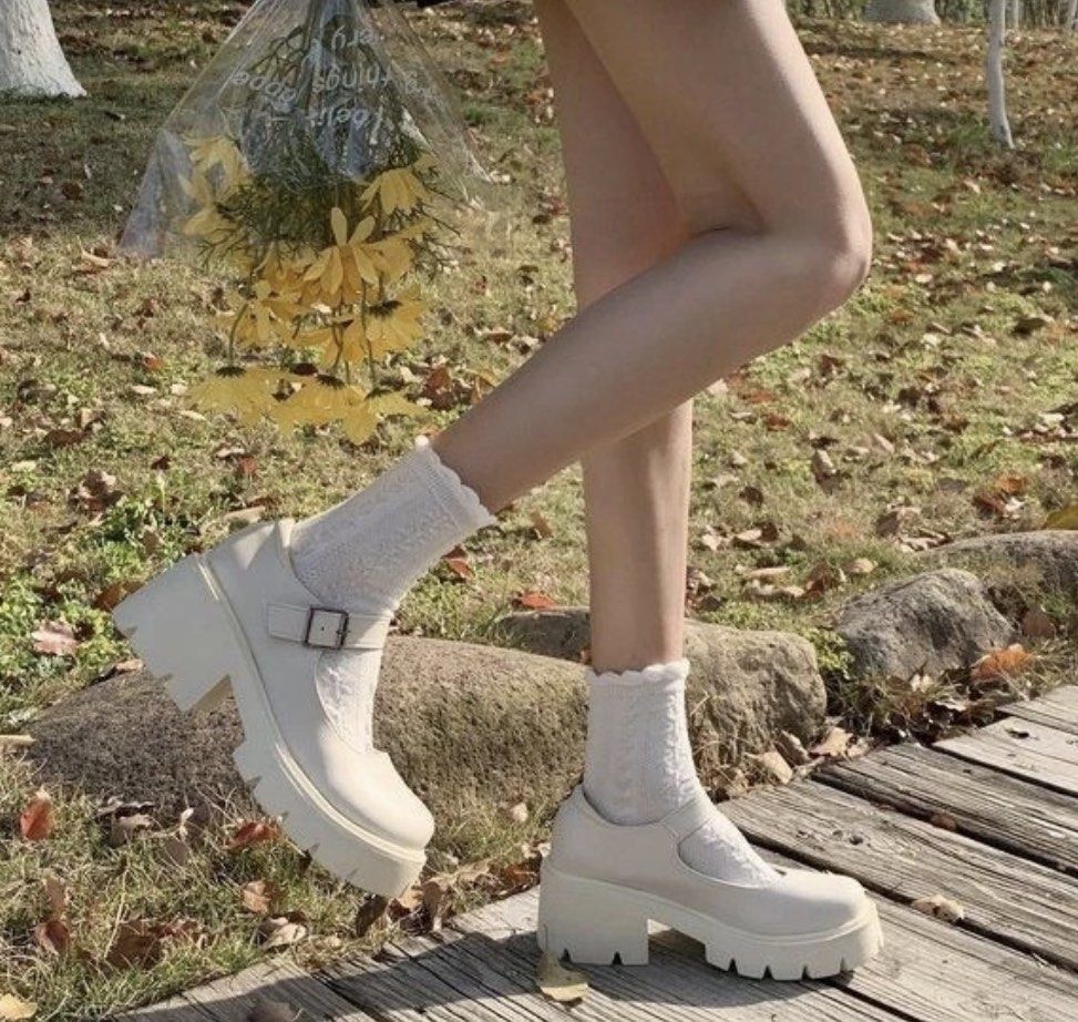Chunky white clearance platform boots