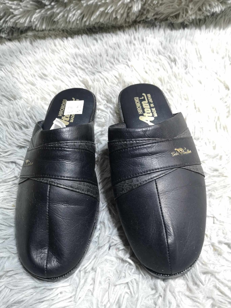 Hiromoko Atom Black Leather Mule, Men's Fashion, Footwear, Slippers ...