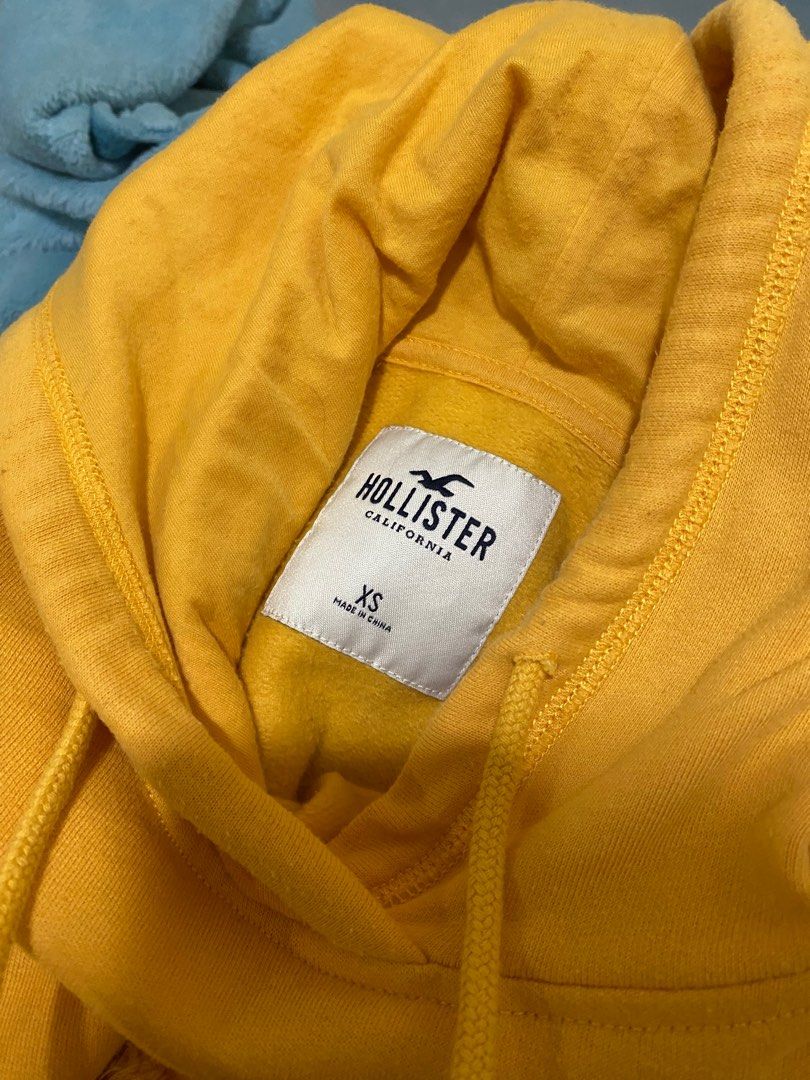 hollister yellow crop hoodie