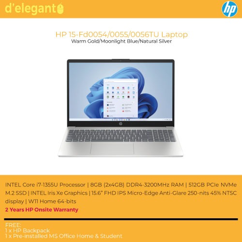 HP 15Fd0054/0055/0056TU Laptop (Warm Gold/Moonlight Blue/Natural