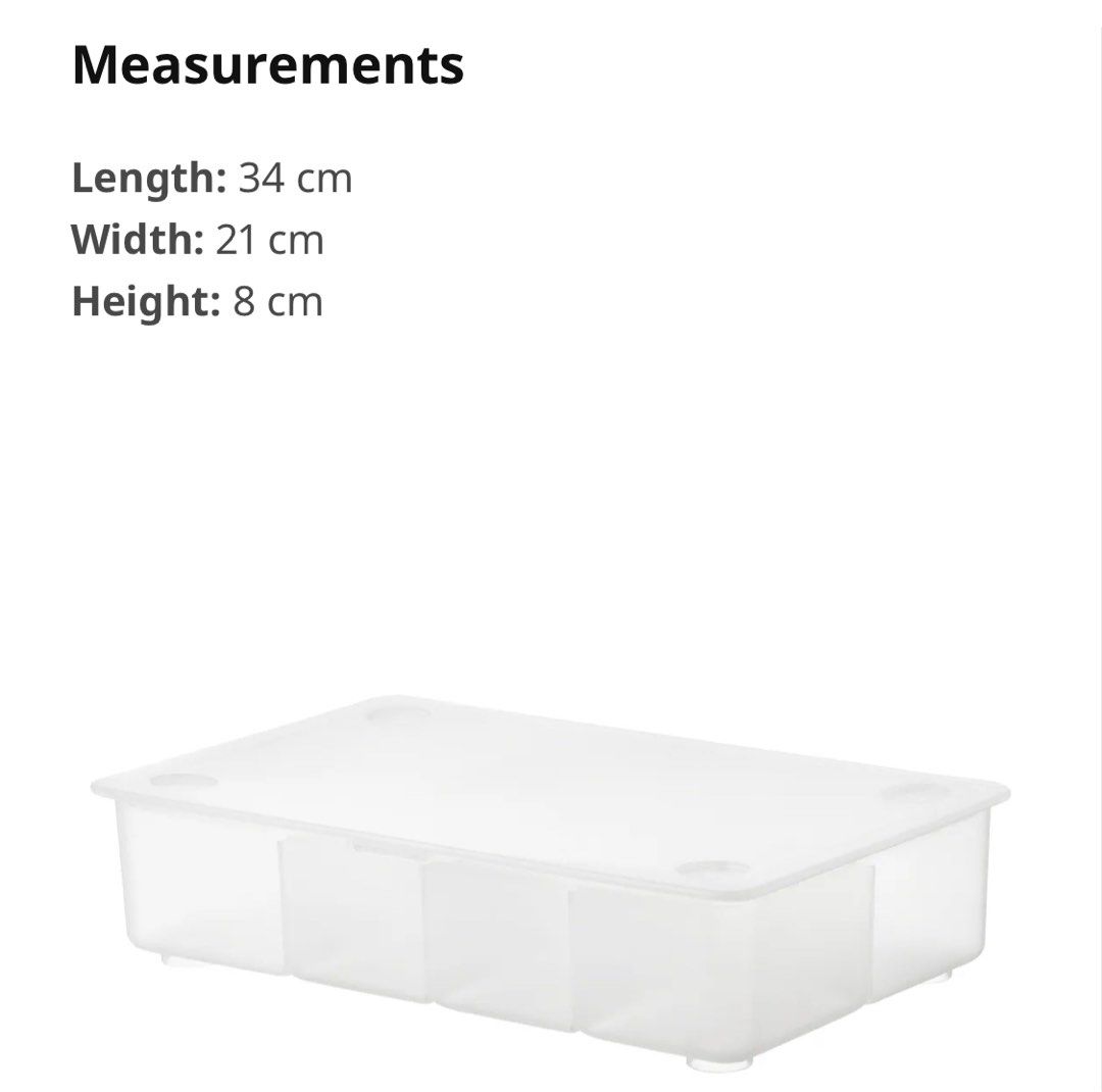 Ikea box organiser Box with lid, transparent,, Furniture & Home Living