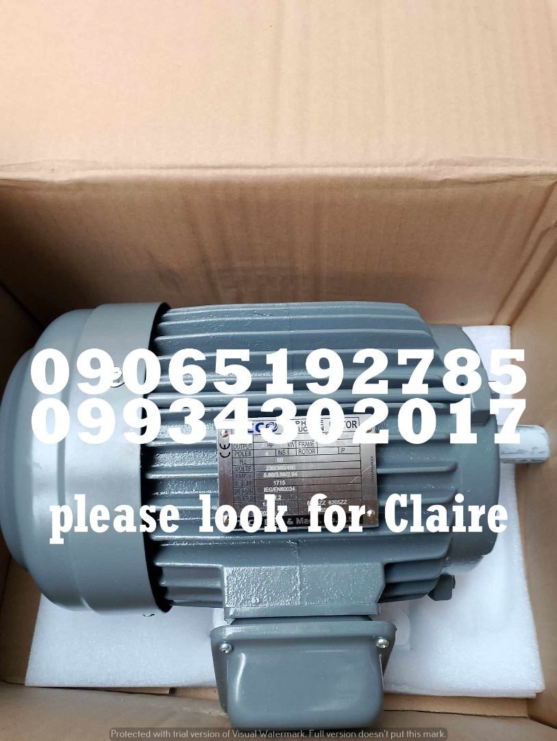Induction Motor (Category: Construction Tools & Equipment) located in Makati City. Submitted by claire_joy (Listing ID 1259956524, Image 1). Description: CONTACT DETAILS: 📌 0-9-9-3-4-3-0-2-0-1-7 📌0-9-0-6-5-1-9-2-7-8-5 🧭LOCATION: 📍Manila Mayhaligue St. Abad Santos Manila 📍Cavite Centennial Rd Kawit Cavite note: price may change without prior notice..