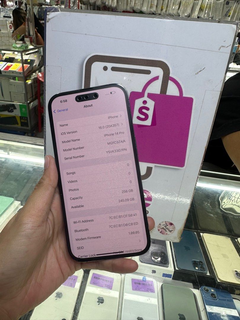 iphone 14 pro 256gb dual sim 2ndhand (Category: iPhone 14 Series) located in Cainta. Submitted by vine_gadget_shop (Listing ID 1260089431, Image 2). Description: iphone 14 pro 256gb dual sim 2ndhand hk variant no issue check all u want ✅free clearcase ✅free tempered pick up store greenhills shopping center we accept trade in we accept credit card installment we do cod and door to door we ship nationwide for fast transaction call 09277368323 look 