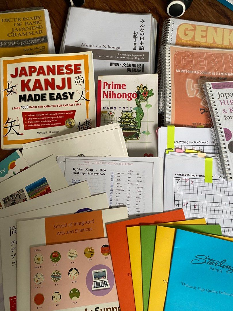 JAPANESE LEARNING MATERIALS WITH FREEBIES (Category: Textbooks) located in Quezon City. Submitted by alexnotalex (Listing ID 1260005335, Image 1). Description: TAKE ALL for 3,500 with FREEBIES Genki Book Genki Workbook Minna No Nihongo Prime Nihongo Japanese Grammar Dictionary Japanese Hiragana & Katakana Workbook FREEBIES 6 Hiragana Work Sheets 6 Katakana Work Sheets 5 Sterling Notebooks Japanese Universities Leaflets Others: Kanji Copies, Greet