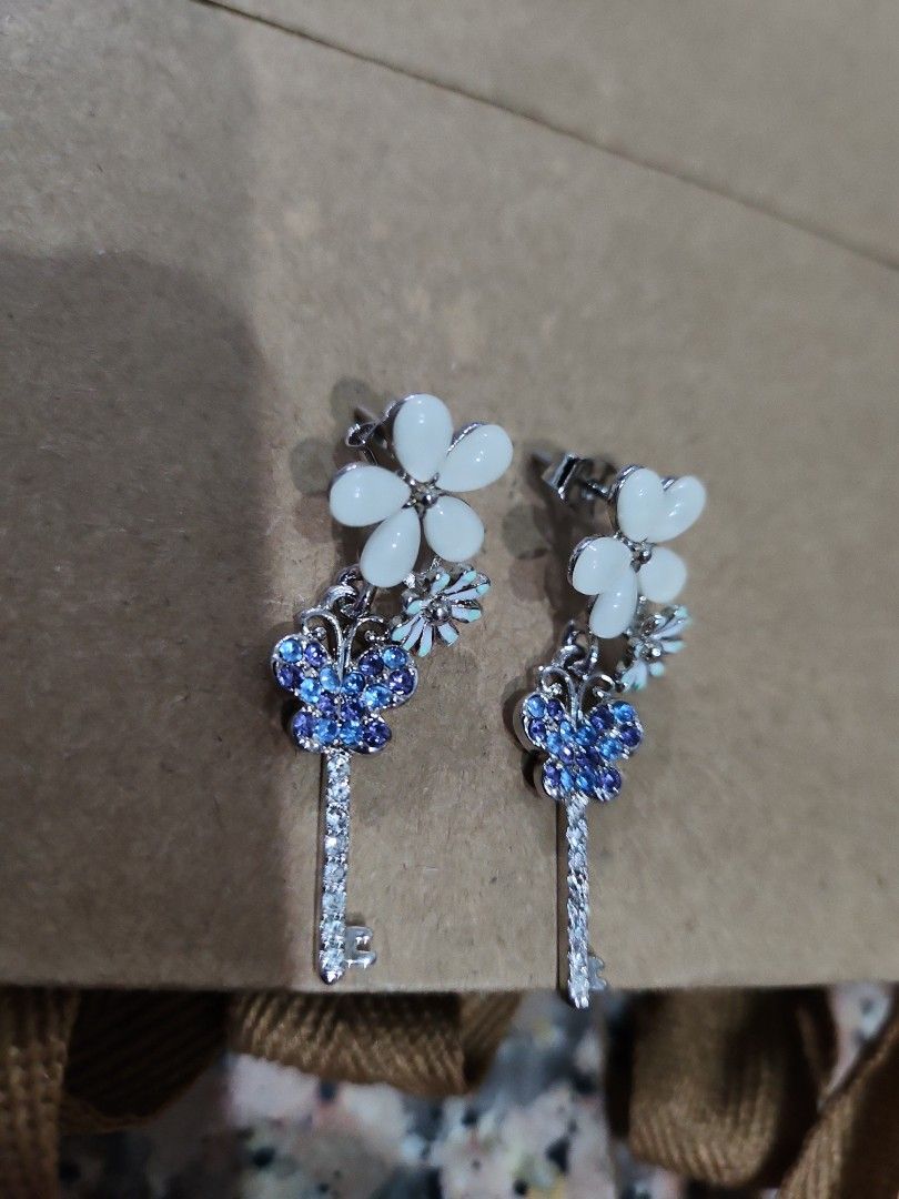 Korea crystal embellished butterfly lock earring Women s Fashion Jewelry Organisers Earrings on Carousell
